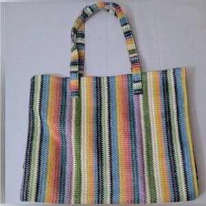 GAP Striped Straw Tote Bag
